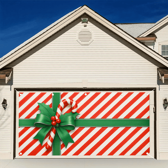 1 piece, Christmas garage door decoration, large banner for garage door cover, background for Christmas outdoor party photography, garage door mural (157.48 x70.87 inches)