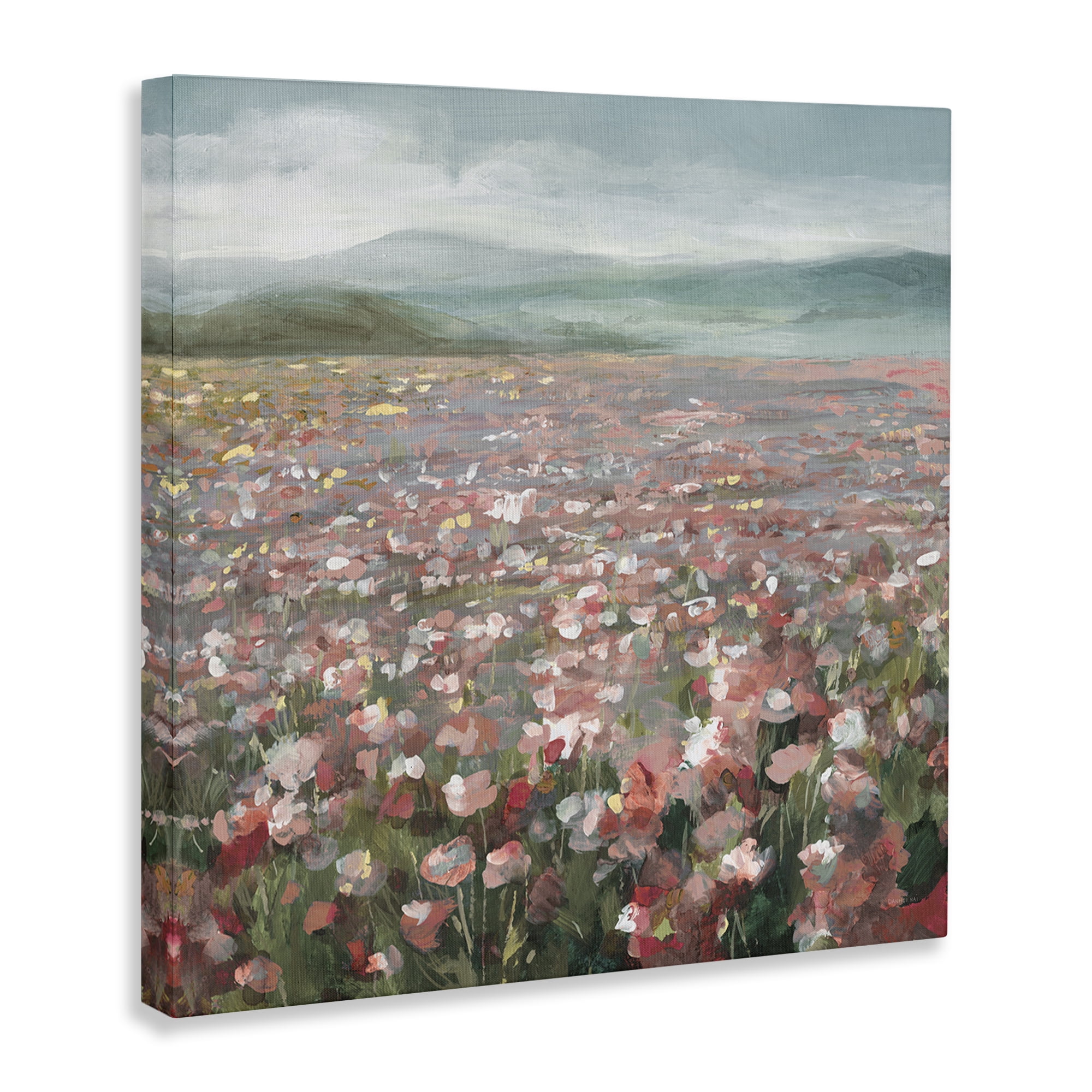 Stupell Industries Soft Headland Wildflowers Landscape Painting Gallery Wrapped Canvas Art Print Wall Art, 17 x 17