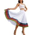 thumbnail image 3 of Umfun Women's Colorful Striped Maxi Skirt Elastic High Waist A-Line Flowy Skirt Summer Vacation Skirt, 3 of 8
