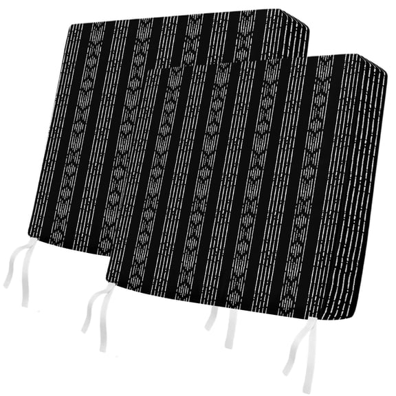 Outdoor Patio Cushion Covers 2 Pack Black Boho Chair Pads Slipcovers with Ties & Zipper Waterproof Seat Cover Set Bohemian Style Stripes Seat Cushion Covers for Outdoor Couch Sofa 20x18 Inch