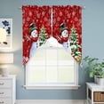 thumbnail image 6 of Swag Curtains Valances for Windows, Red Snowman Short Kitchen Window Curtains Over Sink, Christmas Balls Tree Gift Snowflake Cafe Curtains Panel Set Of 2,Rod Pocket, 45 Inches Length, 6 of 9