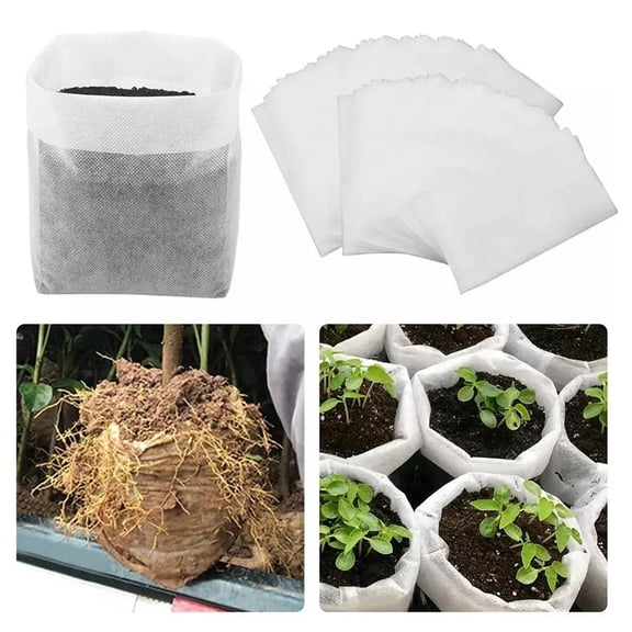 100pcs Grow Bags,3.5"*4.3" Biodegradable Non-Woven Plant Nursery Bags Plant Fabric Seedling Pots Bags Plants Home Garden Supply(White)
