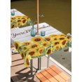 thumbnail image 2 of Outdoor Tablecloth with Umbrella Hole for Patio/Picnic/Party/Camping, Sunflower Waterproof Table Cloth Square Cover Washable, Yellow Summer Botanical Farmhouse Floral Wooden (54"x 54"), 2 of 8