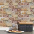 thumbnail image 2 of Pegatina adhesiva para pared de azulejos de cemento 3D resistente al agua, pegatinas de PVC compatibles con cocina, baño, sala de estar 20*10cm, mármol marrón Afortunado Sencillez, 2 of 5
