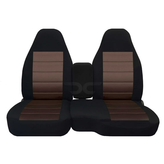 T391-Designcovers Fits 2004-2012 Chevy Colorado/GMC Canyon Velour Truck Seat Covers(Front 60/40 Split Bench)-Opening Console:Black and Brown