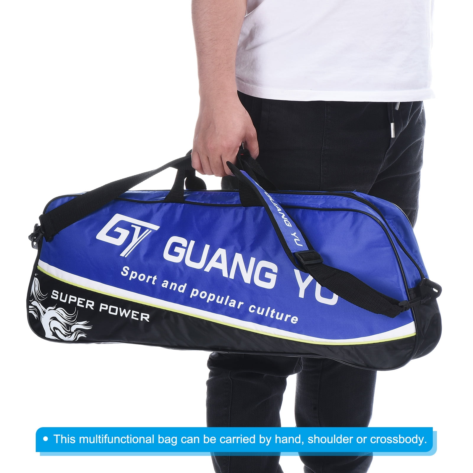Uxcell 3 Racquet Waterproof Tennis Badminton Racket Bag Carrying Bag with Shoulder Strap, Blue