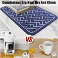 thumbnail image 2 of Coffee Mat Super Absorbent Dish Drying Mat Hide Stain Rubber Backed Coffee Bar Accessories Match with Coffee Maker Coffee Machine Coffee Pot Drying Mats for Kitchen Counter(Blue, 16"x24"), 2 of 6