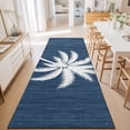 thumbnail image 4 of Dark Blue Palm Tree Washable Runner Rugs 2'x6', Summer Country Vintage Tropical Coastal Tree Leaf Washable Runner Rug Non-Slip Sturdy Edge Binding Carpet for Bedside Hallway Runner Kitchen Galley, 4 of 9