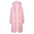 thumbnail image 6 of FAOWME Womens Hooded Coat With Pockets Long Sleeve Solid Color Drawstring Zipper Mid Length Warm Jackets For Fall Winter,Pink,Xxxxl, 6 of 6
