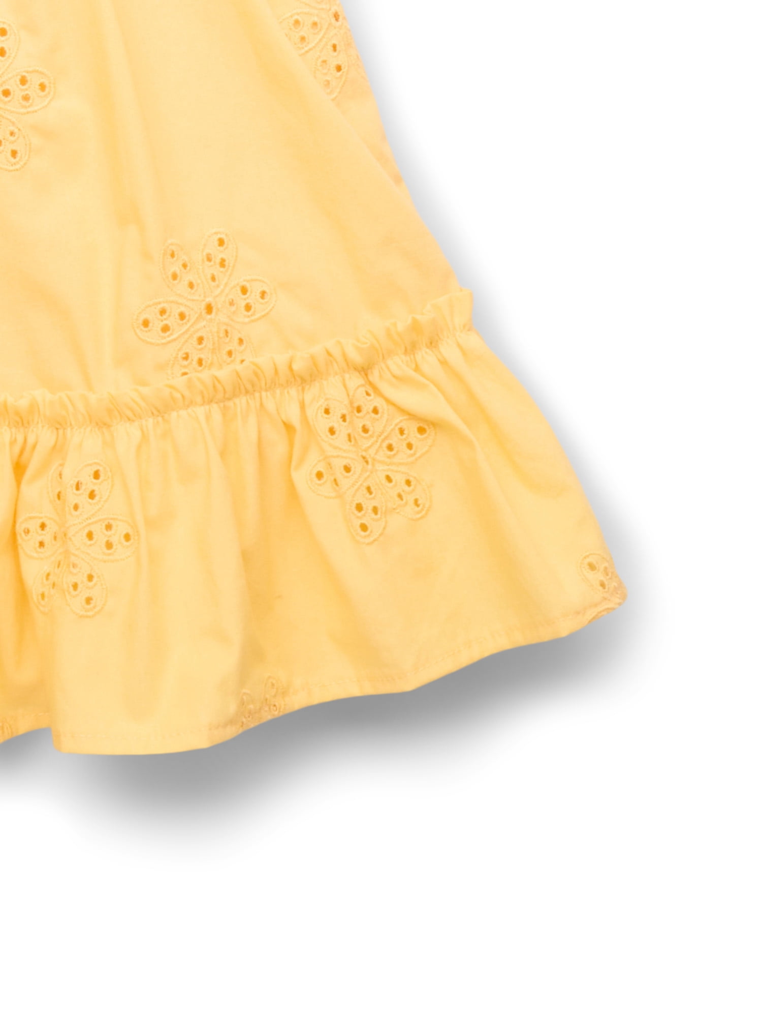 Wonder Nation Toddler Girls' Cotton Eyelet Dress with Flutter Sleeves, Sizes 12M-5T