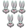 5 Count 37" GRAY GREY Rabbit Bunny Head Shaped Easter Basket Gift Stuffing Foil Mylar Balloon