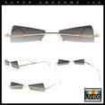 thumbnail image 2 of Womens Avant Garde Jewel Rhinestone Cross Bar Metal Rimless Rectangle Sunglasses Gold - Smoke, 2 of 7