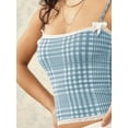 thumbnail image 6 of Aojekbee Women's Plaid Crop Cami Tops Sleeveless Tiny Bow Front Camisole Lace Trim Tank Tops, 6 of 8