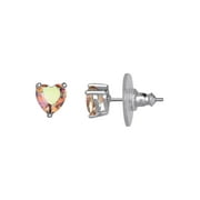 Believe by Brilliance Women's Silver Plated Crystal Heart Earring and Pendant Set, 18 + 2