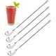 thumbnail image 1 of BEMS-4 cucharas para mezclar cócteles plateadas de 31 cm, agitadores de bebidas, largas, 1 of 5