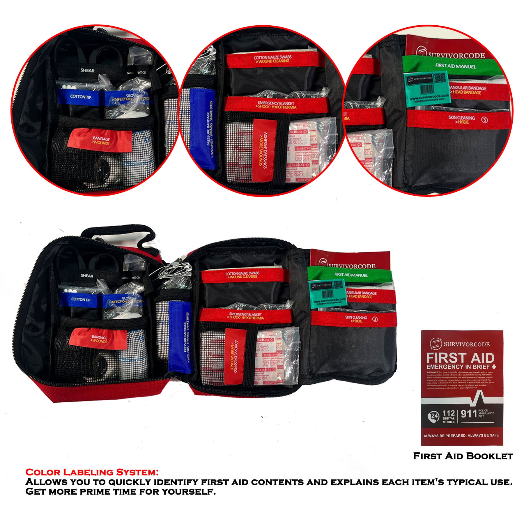 Comprehensive Premium First Aid Kit - Essential Emergency Medical Kit for Trucks, Cars, Camping, Biking, Office, Sports, and Outdoor Emergencies (100 Pieces Set)