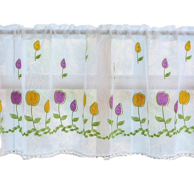 Injueey Cortinas cortas decorativas de encaje con estampados para cualquier pared, estilo rústico americano. Decoración del hogar Como se muestra 230*60cm