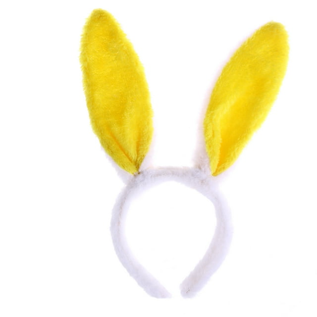 EeaseMX Diademas con orejas de conejo de peluche Diadema de conejo Diademas con orejas de conejo (blancas y amarillas)
