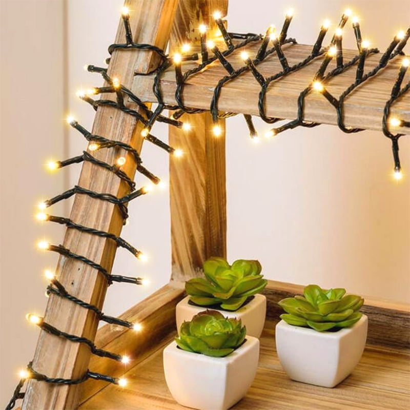 LAMPHOME 500 LED String Lights Cluster Lights - 31ft warmwhite Outdoor Waterproof Lights, Plug in Indoor String Lights with 10 Modes & Timer Memory, Twinkle String Lights for Xmas, Christmas Tree