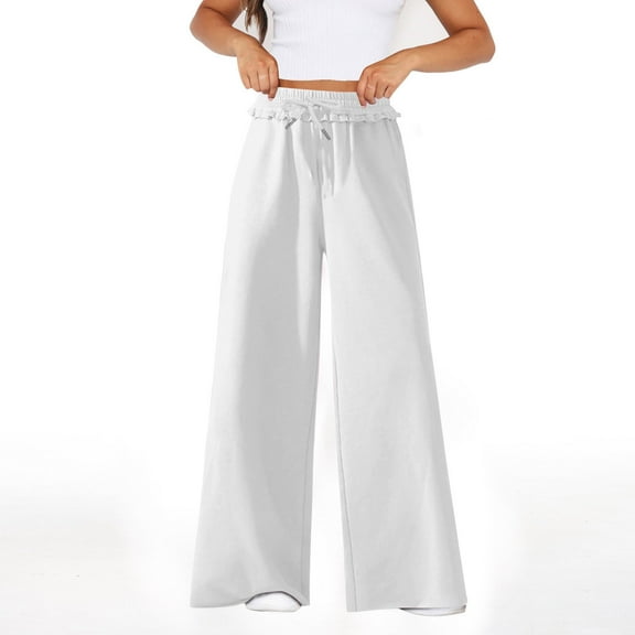 BLCHUNen Baggy Sweatpants for Women Drawstring Elastic Waist Casual Loose Sports Running Workout Trousers