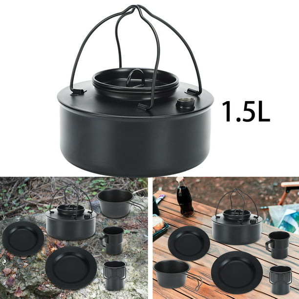 Lightweight Camping Kettle Teapot Water Boiler Kitchenware Campfire  Cookware Camp Tea Coffee Pot for Mountaineering Barbecue Backpacking 0.9L  14.5x6cm 