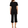 thumbnail image 4 of tredstone Ensemble de Pyjama pour Femmes Aguichant Col en V Haut Pantalon Modal, Noir, TTG, 4 of 7