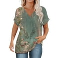 thumbnail image 2 of Womens Tops Womens Fashion T Shirts 2025 Short Sleeve Casual V Neck Summer Tops Cute Loose Fit Blouses Graphic Tees Shirts for Women, 2 of 5