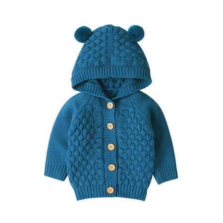 

Musuos Unisex Baby Long-Sleeve Single Breasted Button Up Warm Coat with Hat