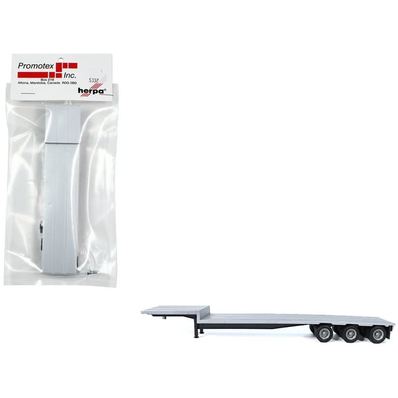 3-Axle Dropdeck Flatbed Trailer Silver Top 1/87 (HO) Plastic Model by Promotex