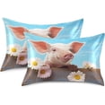 thumbnail image 2 of GZHJMY Cute Pig Satin Pillowcase for Hair and Skin, Soft and Cozy Cooling Smooth Pillow Cover with Envelop Closure, King Size 20x40in Home Decor, 2 of 7