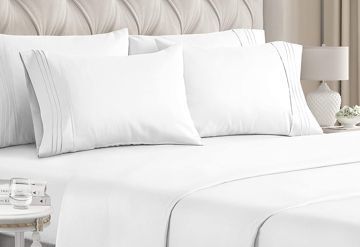 Breathable /& Cooling Sheets Hotel Luxury Bed Sheets Wrinkle Free Deep Pockets Twins Sheets Easy Fit 4 PC Comfy White Bed Sheets Extra Soft 4 Piece Set Twin Size Sheet Set