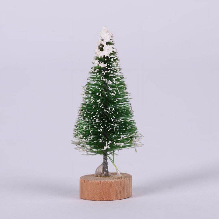 Haiabei 60 Pcs Mini Christmas Tree Bottle Brush Trees Plastic Sisal Trees  with Wood Base for DIY Crafting,Displaying and Desktop Home Decoration