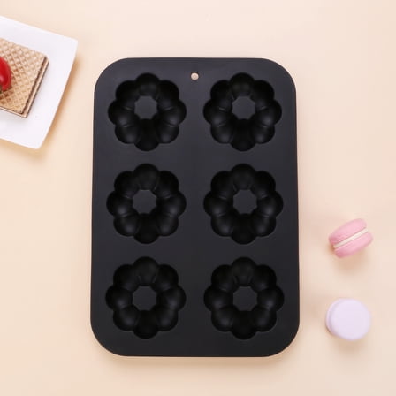 Black Mini Fluted Tube Pan Silicone 6-Cavity Multi-Cavity small Cake Baking Pan, mini moldes para chocoflan