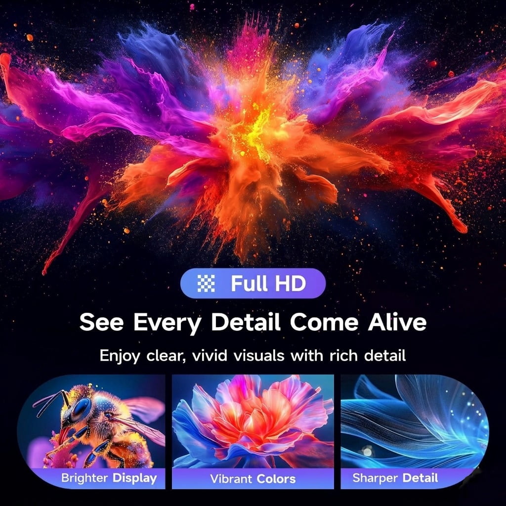 Boss Projector Mini 4K Support, Portable Smart Projector with Wifi 6 and Bluetooth, 5000 Lumens, Auto Keystone, Android 12