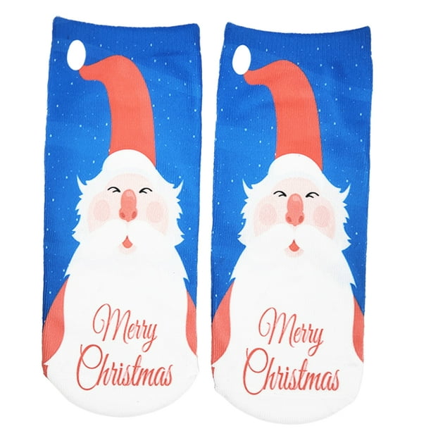 Calcetines cortos de moda para , calcetín corto de Navidad, transpirable, para niñas, niños y hombres Santa azul