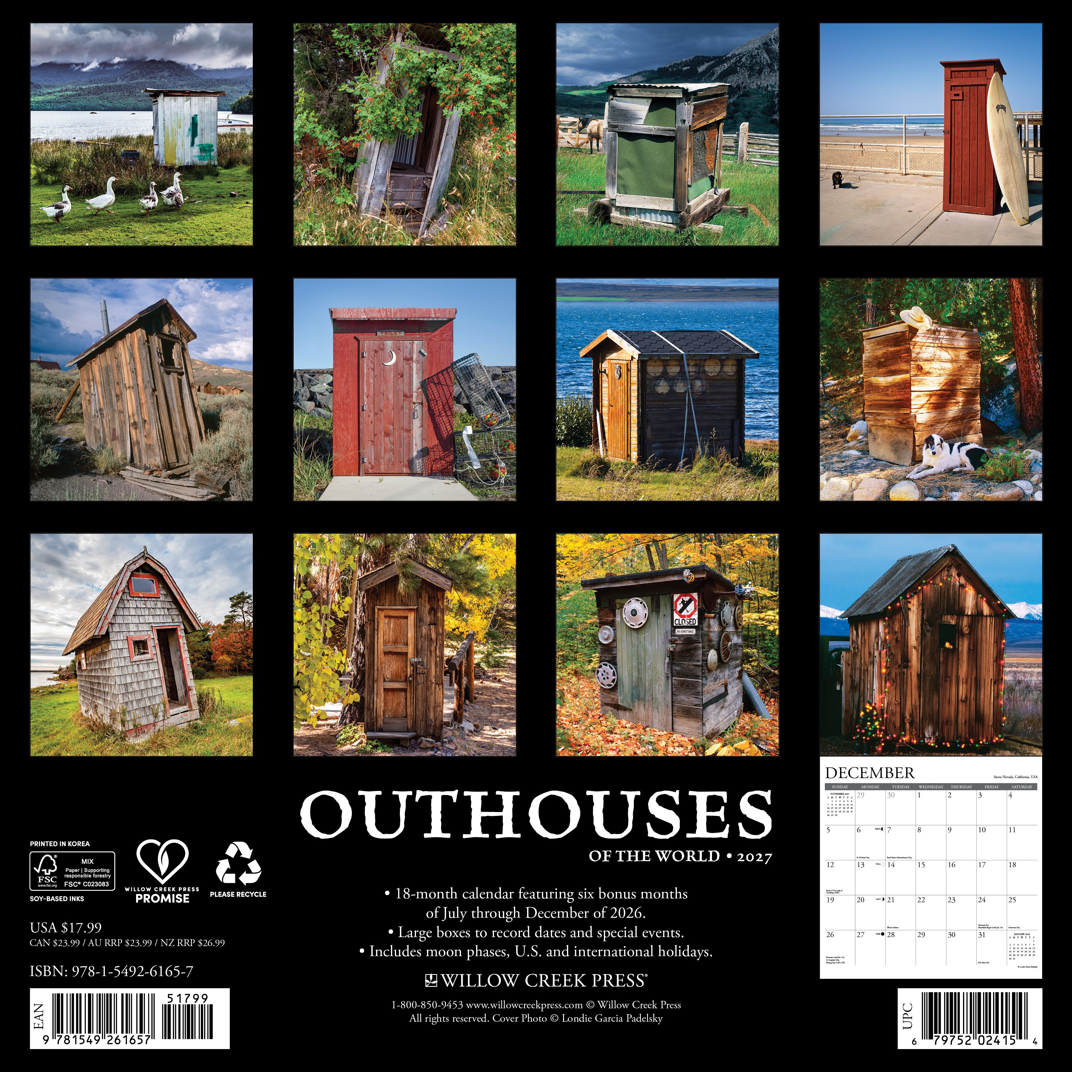 Willow Creek Press, Outhouses of the World 2027 Wall Calendar