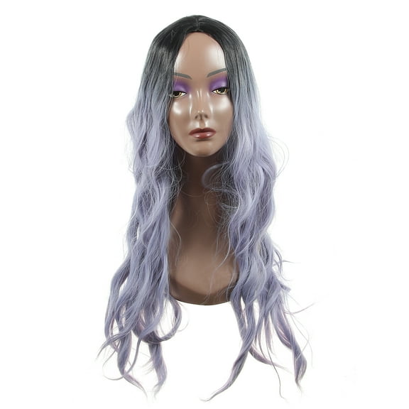 Unique Bargains Wigs for Women 28" Light Purple Curly Wig with Wig Cap