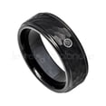 thumbnail image 1 of Hammered Black Tungsten Ring - 0.07ct Solitaire Black Diamond Ring - Personalized Tungsten Wedding Ring - Custom Made April Birthstone Ring TN614BS, 1 of 1