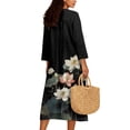 thumbnail image 2 of DISNIMO Dragonfly Lotus Print Women Casual Maxi Dresses V Neck Loose Dress Lightweight 3/4 Sleeve Shift Dress Fashion Fall Dresses for Women, S, 2 of 6