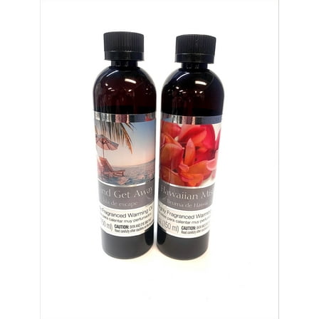 Hosley Set of 2, 5 oz. Assorted Island Get Away & Hawaiian Mist Fragrance Warming Oils