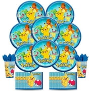 B-THERE Pokemon Party Pack Bundle - Pokemon Birthday Set, Seats 16: Plates, Cups and Napkins. Childrens Party Supplies