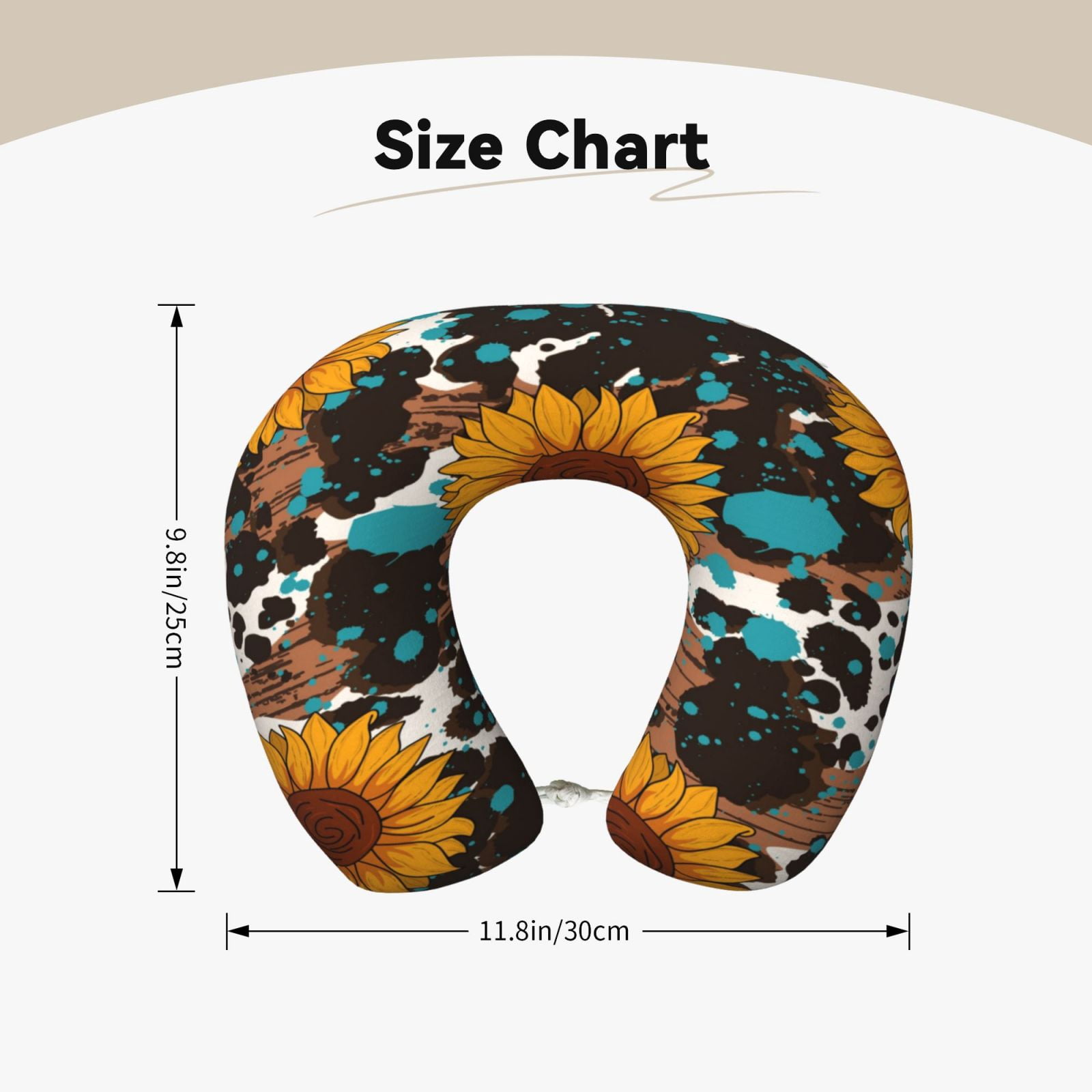 Xecao Vintage Sunflowes Print Memory Foam Cervical Neck Pillow Versatile U-Shaped Pillows for Home,Office,Camping,Travelling,Soft Washable Cover
