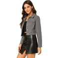 thumbnail image 2 of INSPIRE CHIC Women's Button Down Long Sleeves Cropped Denim Jacket, 2 of 6