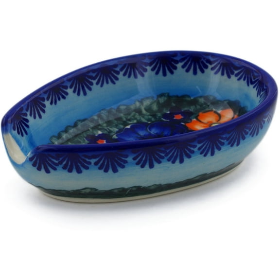 Polish Pottery 5-inch Spoon Rest Signature UNIKAT Hand Painted in Boleslawiec, Poland   Certificate of Authenticity