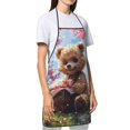 thumbnail image 3 of Fuzoiu Romantic Floral Bear Print Waterproof Apron, Kitchen Apron for Women Men Chef, Apron for Christmas Dinner Party Cooking Baking Crafting House Cleaning Kitchen, 3 of 7