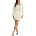thumbnail image 1 of Conjuntos de chaqueta corta de frente abierto y falda de tweed a cuadros INSPIRE CHIC para mujer M Blanco, 1 of 5