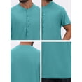 thumbnail image 7 of DARING DIVA Men's Henley Breathable Short Sleeve Button Down T-Shirt M Light Blue, 7 of 7