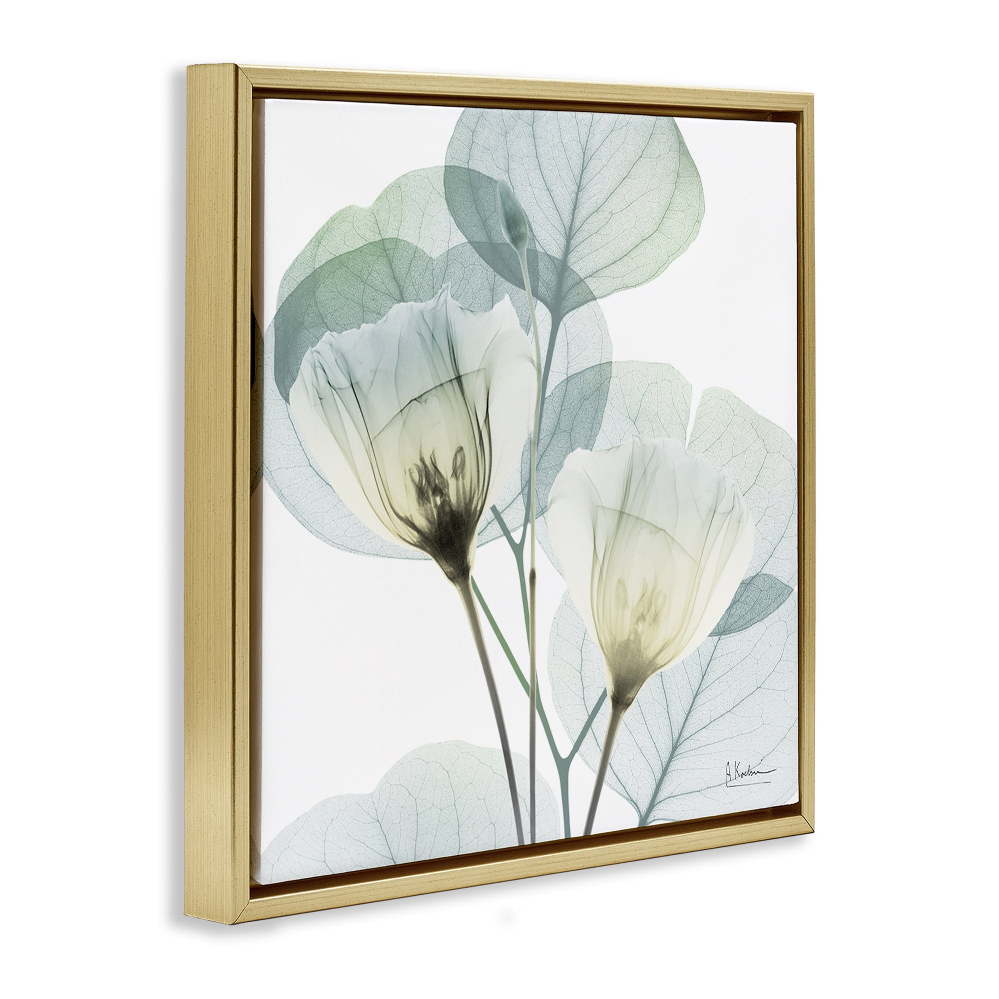 Stupell Industries Divine Fate Flower Leaves Gold Framed Floater Canvas Wall Art, design by Albert Koetsier