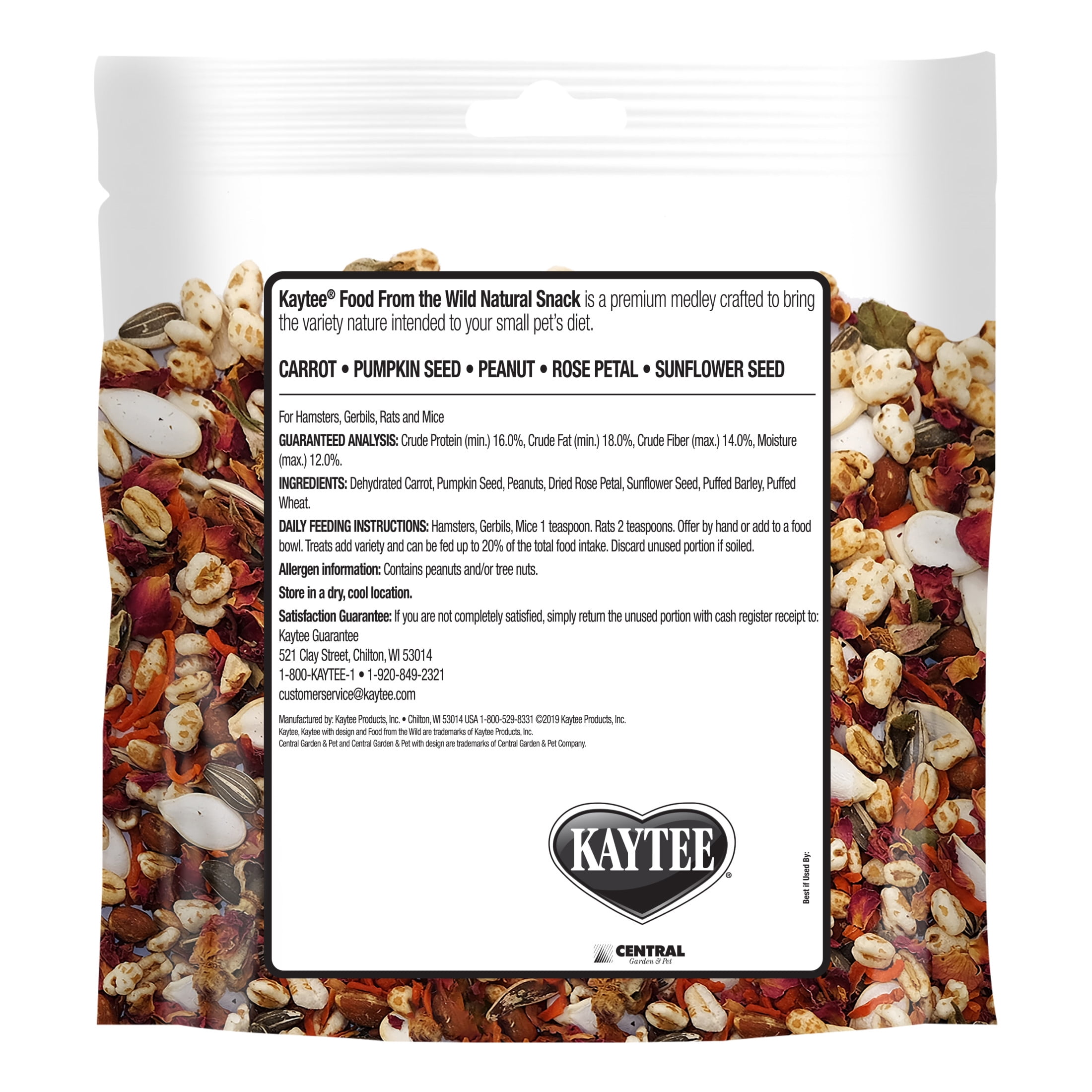 (2 pack) Kaytee Food From the Wild Natural Snack, Treat for Hamsters and Gerbils, 2 Ounces