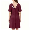 thumbnail image 6 of Annhoo Maternity Dress Short Sleeve V Neck Pleated Waist Knee Length Flowy Gowns Fall Casual Pregnancy Dress, 6 of 7